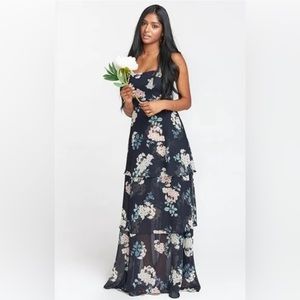 Show Me Your Mumu Calypso Strap Ruffle Dress Gown Fleur de Fun Blue